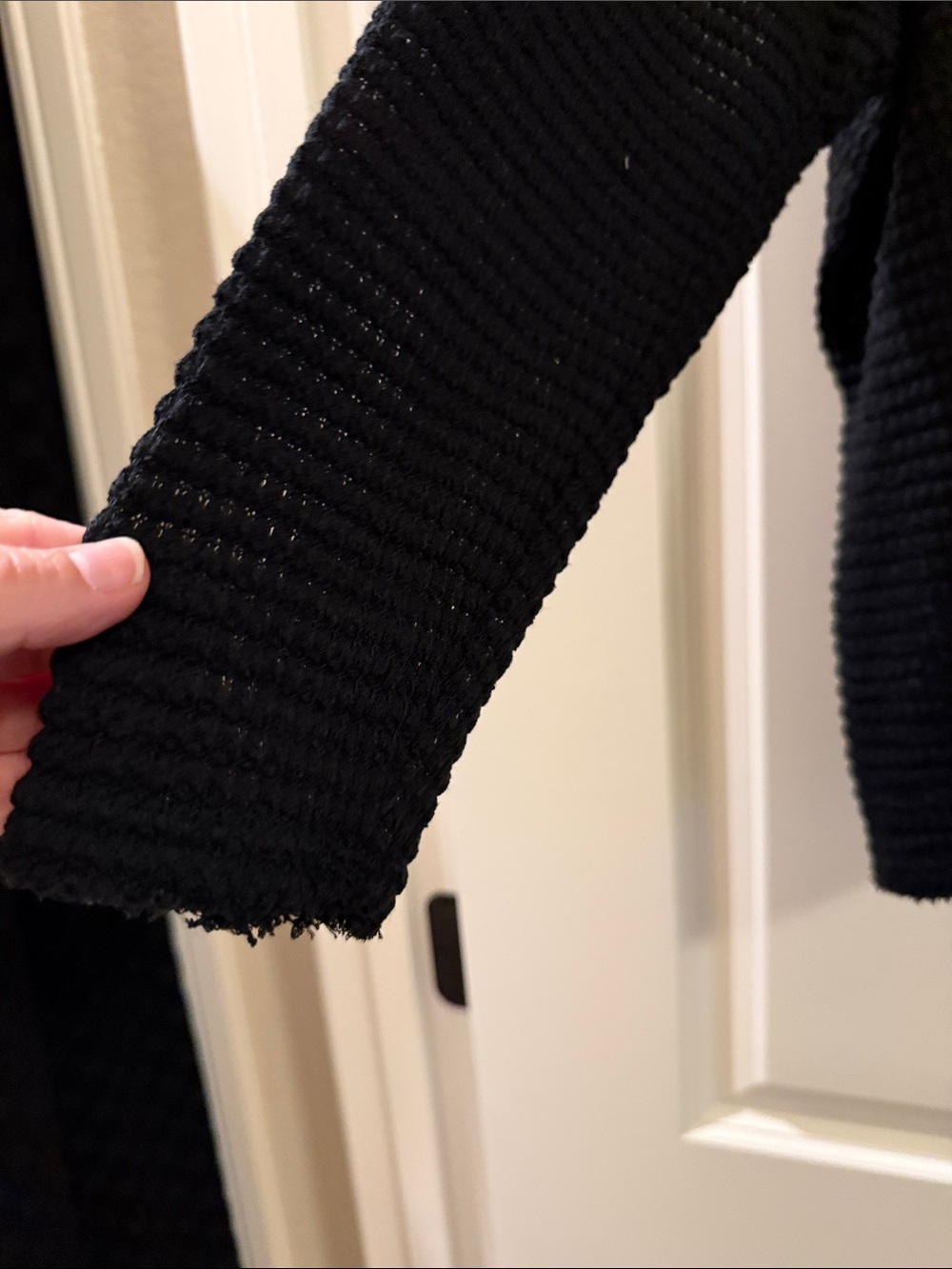 Zenana Outfitters Black Waffle-Knit Long Sleeve Top with Pocket - Picture 5 of 7